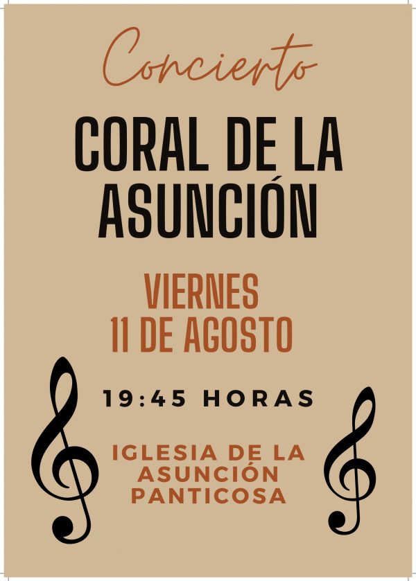 Concierto de la Coral de la Asunción de Panticosa 11 de agosto a las 19:45. Iglesia de la Asunción de Panticosa. Entrada libre.