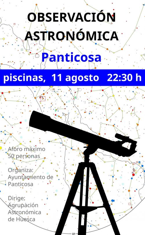 </p>
<p>11 agosto | 22:30 - 23:59<br />
Observación Astronómica en Panticosa 11/08/23 22:30 Piscinas de Saras